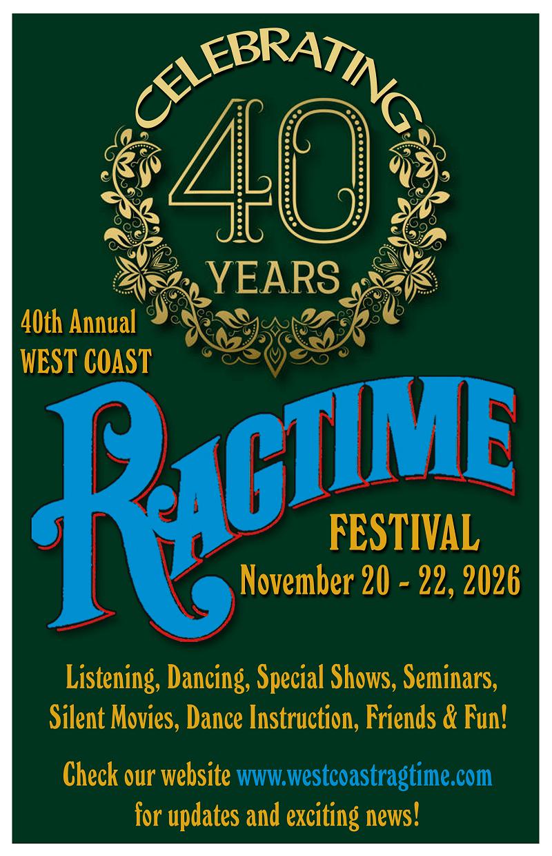 2026 West Coast Ragtime Festival Coming Soon